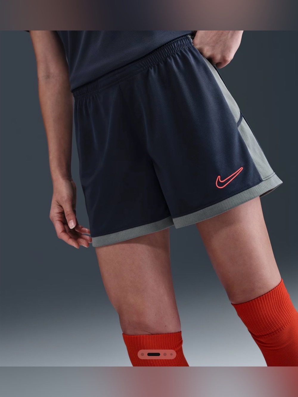 Nike Women’s Navy Athletic Shorts with Coral Swoosh